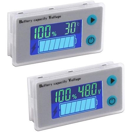 2 stk. 12V Batterikapacitetsmonitor Indikator Bly-syre Batterispændingstester LCD Batteriindikator, Batteri med