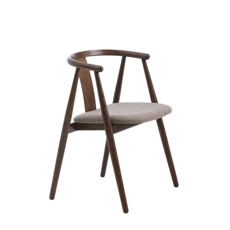 Relate Esszimmerstuhl, geräuchertes Eichenholz | Stoff, Beige gepolsterte Sitzfläche, skandinavisches Design, ergonomische Form, 76,6cm Höhe
