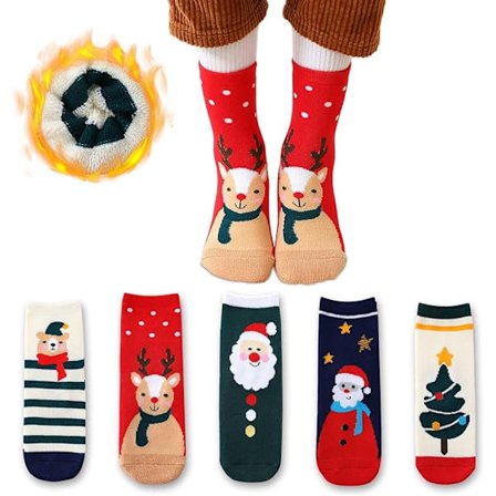 5 Par Jule-Sokker Børnesokker Bløde Sokker Jule-Termiske Sokker Vintersokker Børnesokker Drenge Piger Varme Sokker