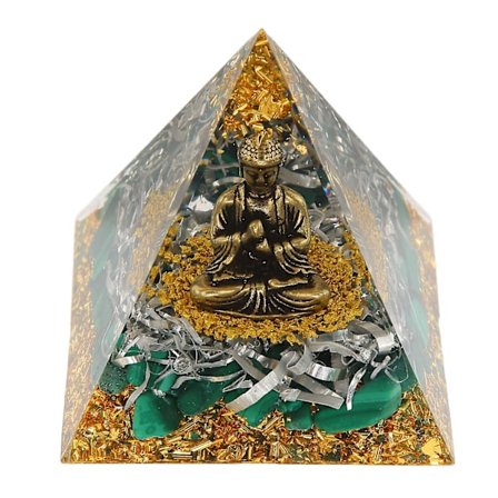 Pyramid Ornament Buddha Staty Grå Epoxyharts Hållbar Pyramid Positiv Energi Dekoration För Meditation