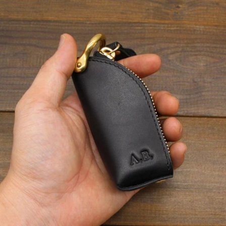 Nøkkelveske PU Skinnbøtter SVART