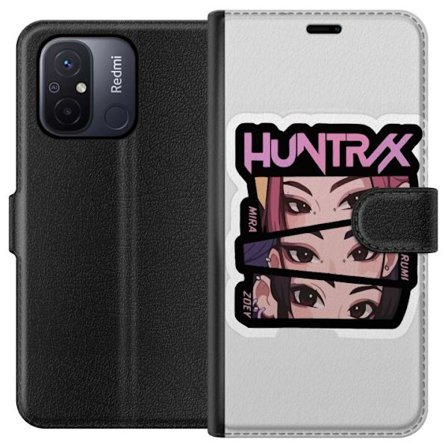 Yhteensopiva Lompakkokotelo Xiaomi Redmi 12C K-pop-inspiroitunut futuristinen tyttöryhmä neonvaloissa ja kosminen sci-fi-kohtaus