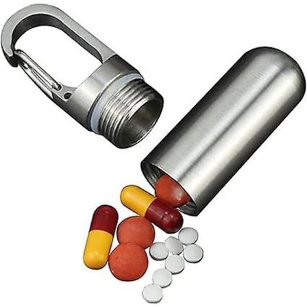 2 små pillebokser, mini pillebokser i metall - vanntette daglige pillebokser med elastisk lås for reise