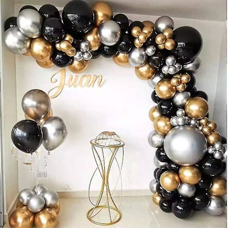110 Pcs Gold Black Balloons Party Silver Balloon Sets Wedding Birthday Decorations