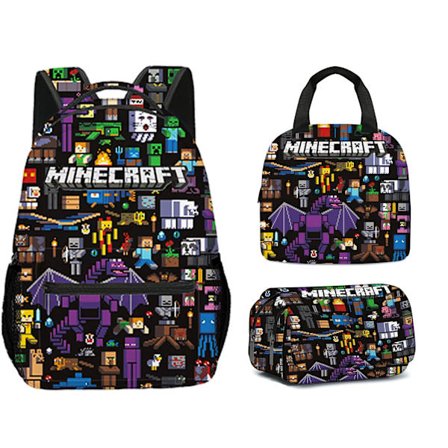 3D Nytt Produkt Min Verden Barneskole- og Ungdomsskolesekk Matboks Dobbelt Lag Blyantboks 3-Delt Sett Matboks