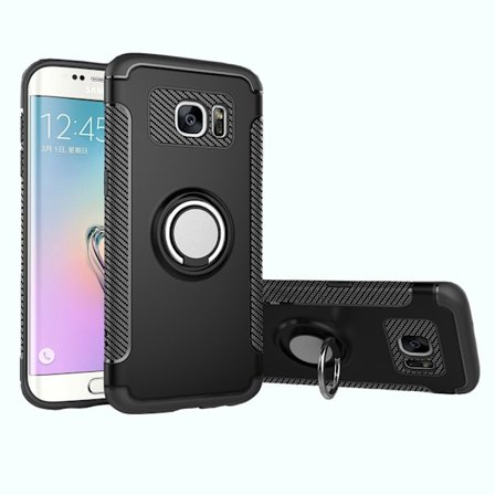 Samsung Galaxy S7 Edge - Flovemes Ringhållarskal i Karbondesign