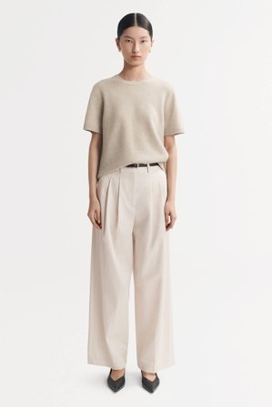 Soft Goat - Oversized T-shirt - Women cashmere sweater - L - Natural Sand