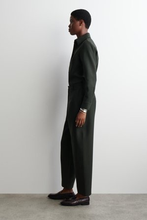 COS Women's Pantaloni Cropped Con Taglio Barrel In Lana in Verde