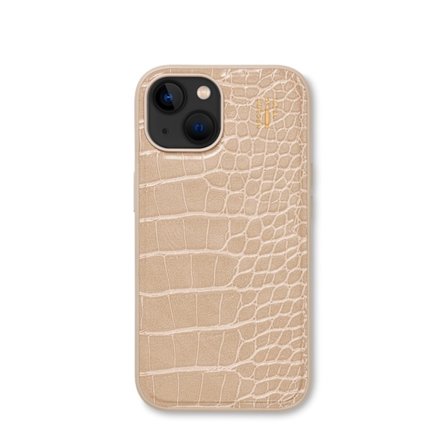 Vegan Leather Case iPhone 13 / 14 / 15 / 16e / 17e Warm Beige Croco