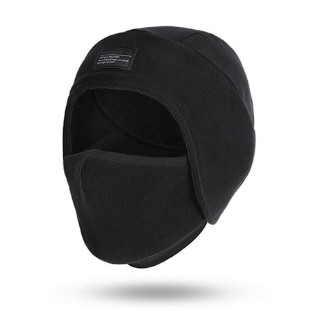 2-i-1 Fleece Lue med Ansiktsmaske Vindtett Termisk Vinterlue for Menn Kvinner Sykling Ski