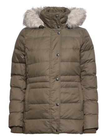 Tyra Down Jkt With Fur Foret Jakke Grøn Tommy Hilfiger