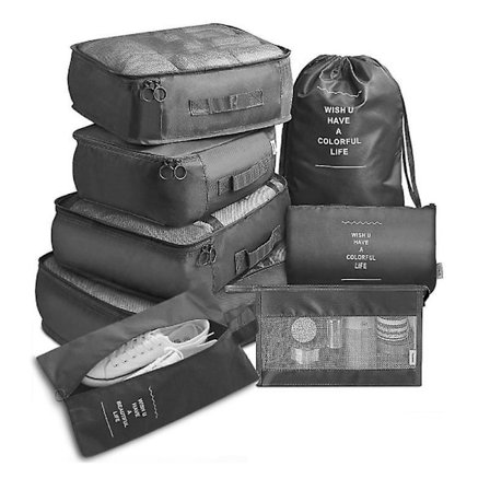 8 Pcs Travel Organizer Storage Bags Clothes Shoe Tidy Pouch Waterproof Portable Luggage Suitcase Packing Case