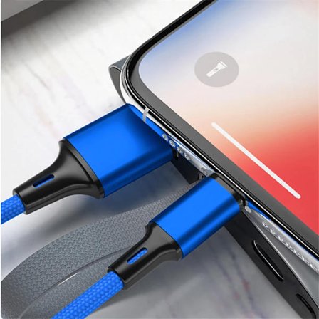 2 st 3m långt Nylon Flätad USB-kabel för iPhone svart