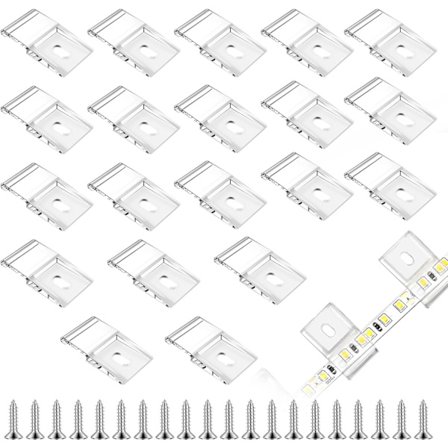 20 Selvklæbende fastgørelsesklemmer til transparente LED-lyskæder, klemmer til transparente lyskæder, LED-lyskæde monteringsbeslag til 10 mm bredde S