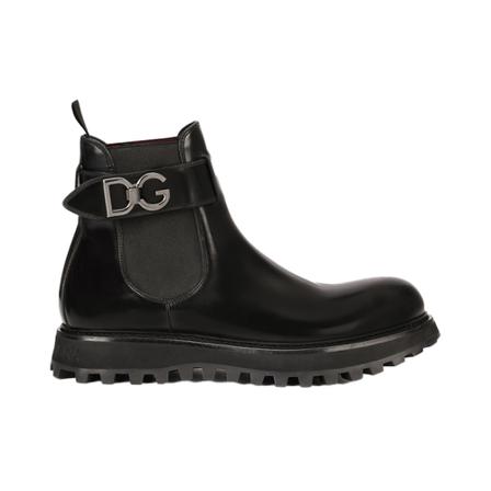 Dolce & Gabbana, Brushed Calfskin Ankle Boots With Extra-Light Sole Zwart, Heren, Maat:44 EU