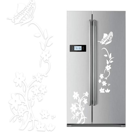 2 st svarta blomsterranka väggdekaler PVC kylskåp fjäril avtagbar