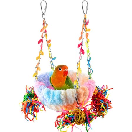 Fuglehekke-kasse, koselig hytte og huskeseng-kombinasjon for små fugler som dvergpapegøyer og undulater, med stige