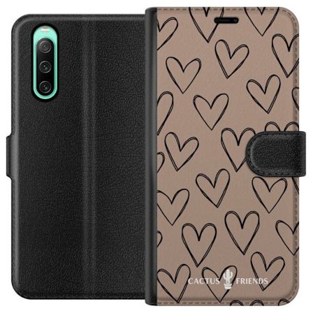 Kompatibel Tegnebogsetui til Sony Sony Xperia 10 IV Cactus and Friends - Earthy Sketch Hearts