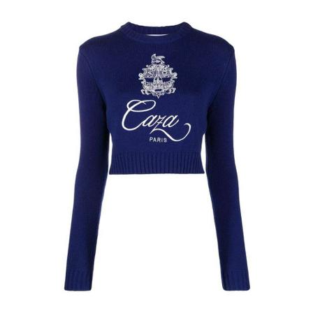 Casablanca, Round-neck Knitwear Blauw, Dames, Maat:M