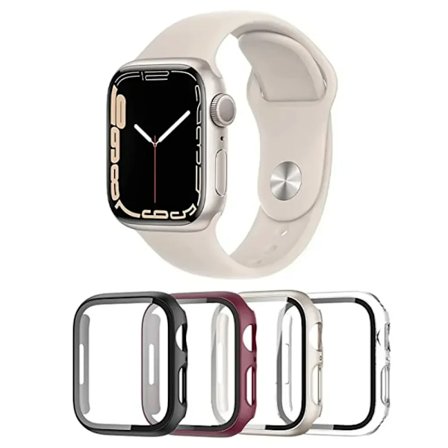 5-pack Glas+Fodral+Armband för Apple Watch armband 44mm 45mm 40mm 41mmm 38 42mm 44mm 45mm Silikon iWatch serie 4 5 6 se 7 8 9 armband