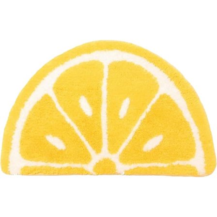 Kreativ Halvcirkel Halvrund Gul Citron Mjuk Plysch Badrumsmatta Halkfri Badrumsmatta Inomhus Heminredning, Områdesmatta, Husdjursmatta (M(20x31‘’))