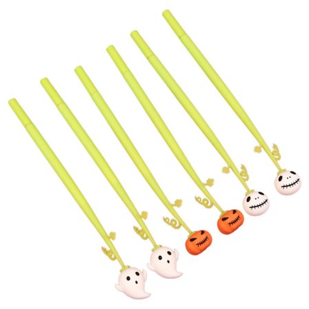 6-pack Halloween Gel Ink Pens Pumpkin Ghost Gel Pen 0,5 mm Halkfri för att skriva journal Notera skolmaterial