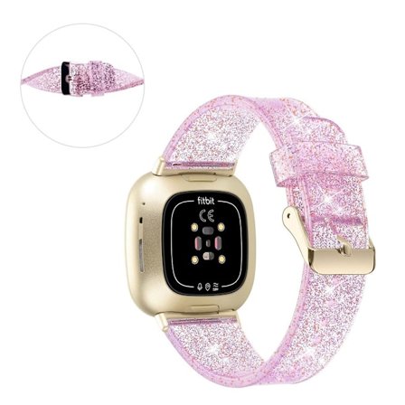 Fitbit Sense / Versa 3 glittrande pulver TPU-klockarmband - Ros