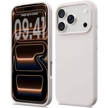 17 Pro Max nestemäinen silikoni iskunkestävä suojakotelo, yhteensopiva 17 Pro Max pehmeän suojakotelon kanssa, täysi suoja (vaaleanharmaa)