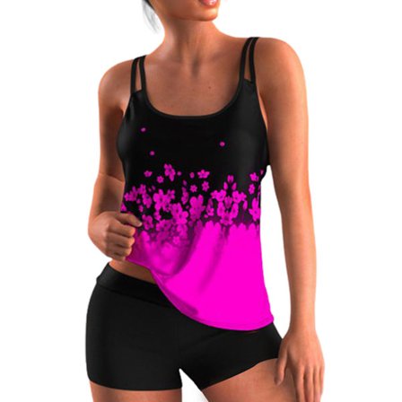 Lady Swimsuit Tankini Sett Badeklær Badedrakt Plus Size Lilla
