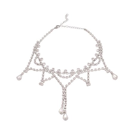 Silver strass halsband glitter choker kristallhänge halsband glitter