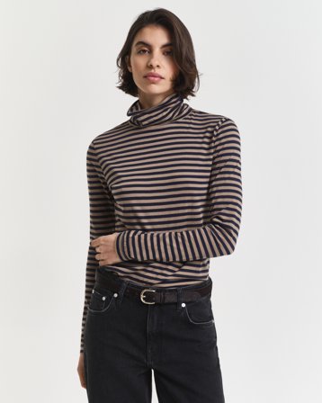 GANT Damen Leichter Rollkragenpullover aus Baumwolle mit Streifen (L)