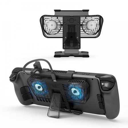 Køleventilator til Steam Deck bærbar holderstand med LED-lys - Kompatibel med Steam Deck/Switch/OLED, effektivt dobbelt kølesystem