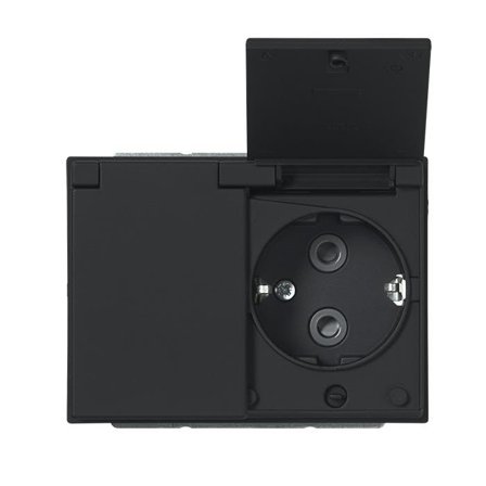 ABB Impressivo 302EUCK-885 Stikkontakt matt svart, med lokk, Strømbrytere & vegguttak