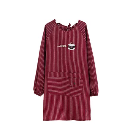 Langarmet forkle Hudvennlig med lommer Polyester Bomull Dame Arbeidsforkle For Matlaging