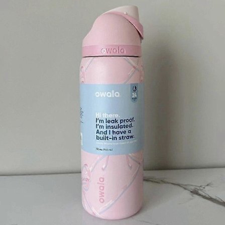 Owala Sugar Plum Fairy 24/32Oz FreeSip Vandflaske Holiday Edition Pink Bows D