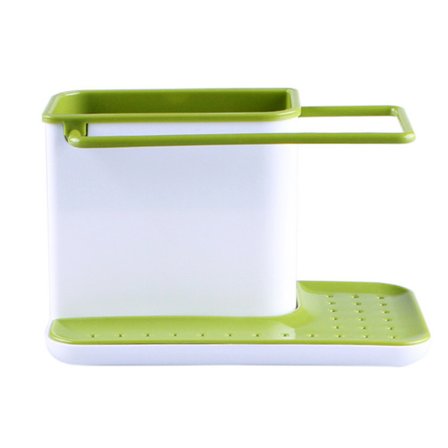 Diskhoorganisatör med integrerad avrinning, hållare för svamp, borste,