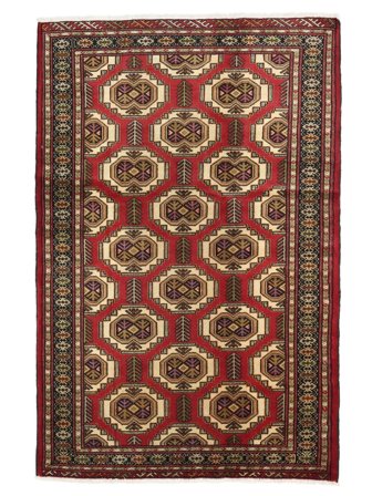 Turkaman Matta 132X193 Mörkröd/Svart Ull, Persien