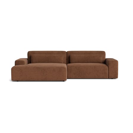 Messina XL chaiselong sofa, venstrevendt, Ribcord Brun, 302x171x80cm - Komfortabel Chaiselong Sofa med Nozag fjedre og stilfuldt design