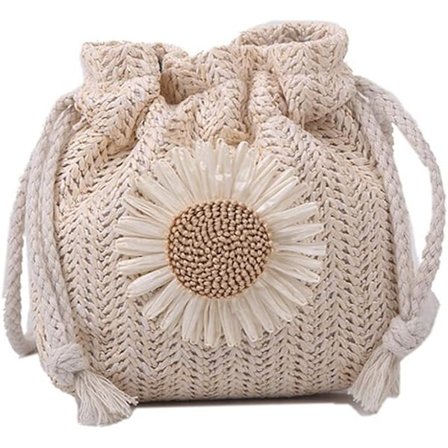 Stickad crossbody-väska Solrosväska för att bära telefoner Makeup Nycklar Plånbok Sadel Vintage Handgjord Resa Miniväska för flickor Kvinnor