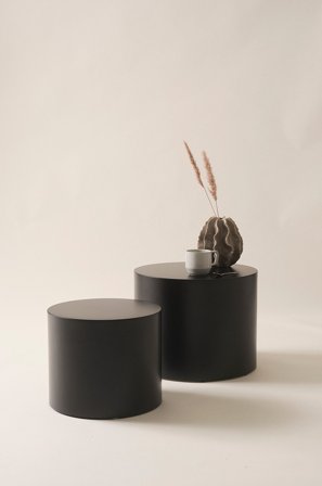 Jotex - Sidebord 2-pk Ø 38 Cm, Ø 48 Cm Matt svart - CILIN - Kjøp Sidebord & småbord hos Jotex
