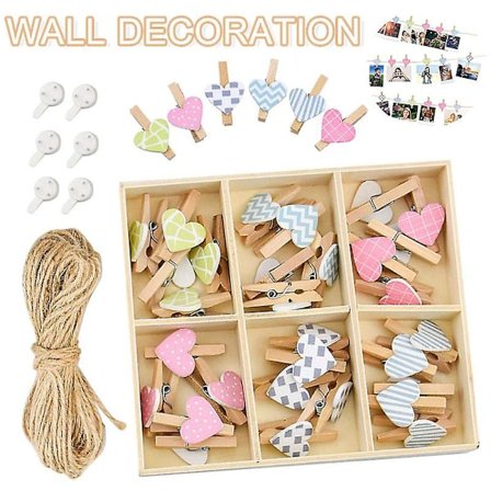 Tee-se-itse valokuvaseinäkoristesarja värikkäillä puuklipsillä 10 metrin köysi valokuvanaru kotiin