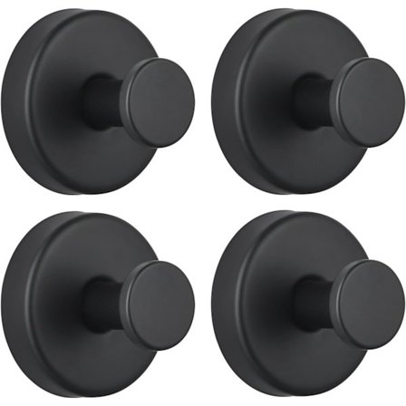 Matte Sorte Sugekop Kroge, Kraftige Klæbefri Kroge til Badeværelse og Brusebad, Stærkt Greb til Håndklæder og Morgenkåber på Glasfliser Mi