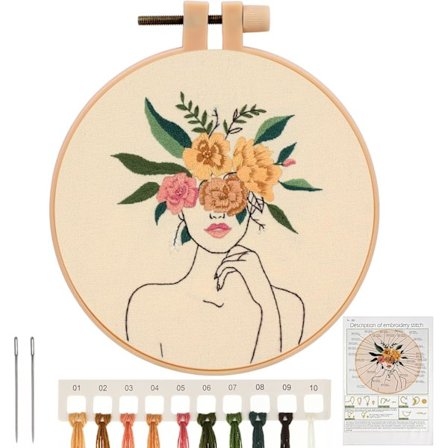 Embroderi Starter Kit til Kvinder, DIY Korssting Embroderi Starter Kit med Embroderi Hoops, Embroderi Starter Kit til Begyndere