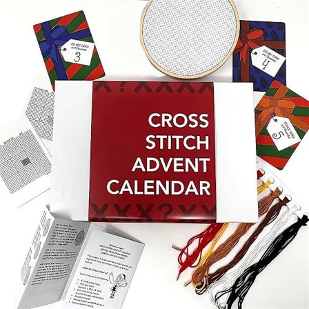 Julekalender for korssting 2023, 24 dagers nedtellingskalender for jul, broderikit, sykalendergave for jenter, kvinner, nybegynnere