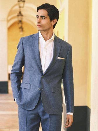 John Henric Men's Blue Blazer Linen Size 46