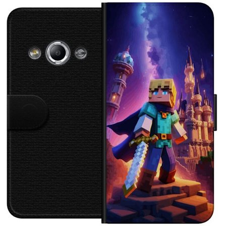 Kompatibel Tegnebogsetui til Samsung Galaxy Xcover 3 Blockhelt med sværd foran et magisk slot, i et natligt fantasy-miljø, episk eventyrmotiv