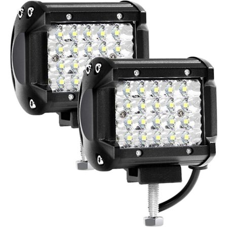 12V 144W 4'' LED Arbejdslampe - IP67 Vandtæt LED Spotlight til Bil Lastbil Traktor SUV Båd - Spot Flood LED Tågelygter 10.500lm (2 STK), af DEBUNS