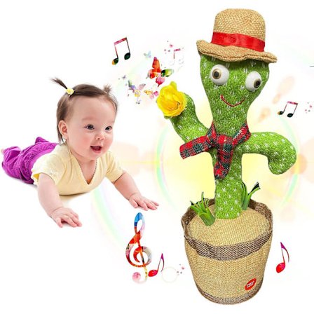 Dancing Cactus Toy With Lighting Singing Talking Recording & Repeats What You Say! Funny Electric Children's Toys For Baby Kids