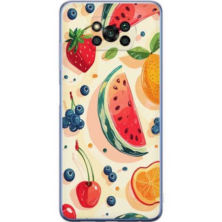 Kompatibel Mobilcover til Xiaomi Poco X3 Pro Legesyg frugtillustration med vandmelon, citrus, jordbær, kirsebær og bær