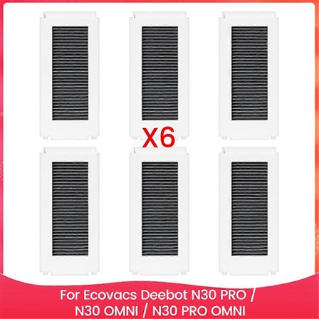 6-pak Erstatnings HEPA-filter til Ecovacs Deebot N30 PRO / N30 OMNI / N30 PRO OMNI Robotstøvsuger Tilbehør
